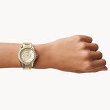 Buy Shop Fossil Riley Gold Dial Gold Steel Strap Watch for Women - ES3203 USA Online