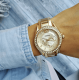 Buy Shop Fossil Riley Gold Dial Gold Steel Strap Watch for Women - ES3203 USA Online