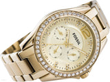 Buy Shop Fossil Riley Gold Dial Gold Steel Strap Watch for Women - ES3203 USA Online