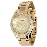 Buy Shop Fossil Riley Gold Dial Gold Steel Strap Watch for Women - ES3203 USA Online