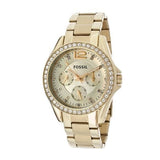 Buy Shop Fossil Riley Gold Dial Gold Steel Strap Watch for Women - ES3203 USA Online