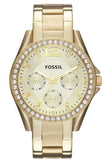 Buy Shop Fossil Riley Gold Dial Gold Steel Strap Watch for Women - ES3203 USA Online