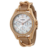 Buy Shop Fossil Riley White Dial Sand Leather Strap Watch for Women - ES3466 USA Online