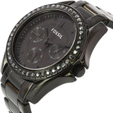 Buy Shop Fossil Riley Multifunction Black Dial Black Steel Strap Watch for Women - ES4519 USA Online