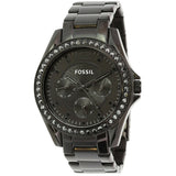 Buy Shop Fossil Riley Multifunction Black Dial Black Steel Strap Watch for Women - ES4519 USA Online