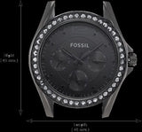 Buy Shop Fossil Riley Multifunction Black Dial Black Steel Strap Watch for Women - ES4519 USA Online