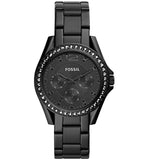 Buy Shop Fossil Riley Multifunction Black Dial Black Steel Strap Watch for Women - ES4519 USA Online