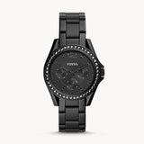 Buy Shop Fossil Riley Multifunction Black Dial Black Steel Strap Watch for Women - ES4519 USA Online