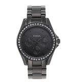 Buy Shop Fossil Riley Multifunction Black Dial Black Steel Strap Watch for Women - ES4519 USA Online