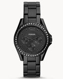 Buy Shop Fossil Riley Multifunction Black Dial Black Steel Strap Watch for Women - ES4519 USA Online