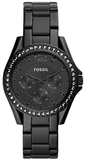 Buy Shop Fossil Riley Multifunction Black Dial Black Steel Strap Watch for Women - ES4519 USA Online