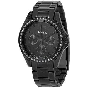 Buy Shop Fossil Riley Multifunction Black Dial Black Steel Strap Watch for Women - ES4519 USA Online