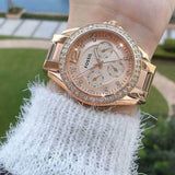 Buy Shop Fossil Riley Multifunction Rose Gold Dial Rose Gold Steel Strap Watch for Women - ES2811 USA Online