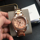 Buy Shop Fossil Riley Multifunction Rose Gold Dial Rose Gold Steel Strap Watch for Women - ES2811 USA Online