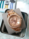 Buy Shop Fossil Riley Multifunction Rose Gold Dial Rose Gold Steel Strap Watch for Women - ES2811 USA Online