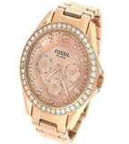 Buy Shop Fossil Riley Multifunction Rose Gold Dial Rose Gold Steel Strap Watch for Women - ES2811 USA Online