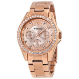 Buy Shop Fossil Riley Multifunction Rose Gold Dial Rose Gold Steel Strap Watch for Women - ES2811 USA Online