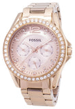 Buy Shop Fossil Riley Multifunction Rose Gold Dial Rose Gold Steel Strap Watch for Women - ES2811 USA Online