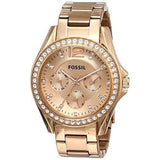 Buy Shop Fossil Riley Multifunction Rose Gold Dial Rose Gold Steel Strap Watch for Women - ES2811 USA Online