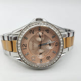 Buy Shop Fossil Riley Multifunction Rose Gold Dial Two Tone Steel Strap Watch for Women - ES4145 USA Online