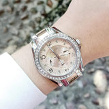 Buy Shop Fossil Riley Multifunction Rose Gold Dial Two Tone Steel Strap Watch for Women - ES4145 USA Online