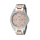 Buy Shop Fossil Riley Multifunction Rose Gold Dial Two Tone Steel Strap Watch for Women - ES4145 USA Online