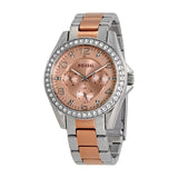 Buy Shop Fossil Riley Multifunction Rose Gold Dial Two Tone Steel Strap Watch for Women - ES4145 USA Online