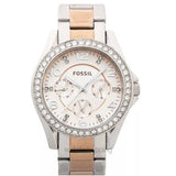 Buy Shop Fossil Riley Multifunction Rose Gold Dial Two Tone Steel Strap Watch for Women - ES4145 USA Online