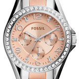 Buy Shop Fossil Riley Multifunction Rose Gold Dial Two Tone Steel Strap Watch for Women - ES4145 USA Online