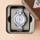 Buy Shop Fossil Riley Multifunction Silver Dial Silver Steel Strap Watch for Women - ES3202 USA Online