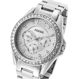 Buy Shop Fossil Riley Multifunction Silver Dial Silver Steel Strap Watch for Women - ES3202 USA Online