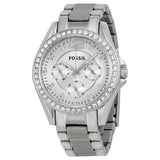 Buy Shop Fossil Riley Multifunction Silver Dial Silver Steel Strap Watch for Women - ES3202 USA Online