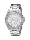 Buy Shop Fossil Riley Multifunction Silver Dial Silver Steel Strap Watch for Women - ES3202 USA Online