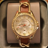 Buy Shop Fossil Riley Multifunction White Dial Orange Leather Strap Watch for Women - ES3723 USA Online