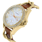 Buy Shop Fossil Riley Multifunction White Dial Orange Leather Strap Watch for Women - ES3723 USA Online
