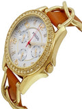 Buy Shop Fossil Riley Multifunction White Dial Orange Leather Strap Watch for Women - ES3723 USA Online