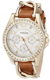 Buy Shop Fossil Riley Multifunction White Dial Orange Leather Strap Watch for Women - ES3723 USA Online