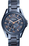 Buy Shop Fossil Riley Quartz Blue Dial Blue Steel Strap Watch for Women - ES4294 USA Online