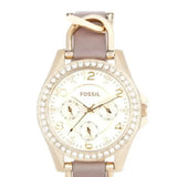 Buy Shop Fossil Riley White Dial Beige Leather Strap Watch for Women - ES3465 USA Online