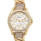 Buy Shop Fossil Riley White Dial Beige Leather Strap Watch for Women - ES3465 USA Online