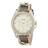 Buy Shop Fossil Riley White Dial Beige Leather Strap Watch for Women - ES3465 USA Online
