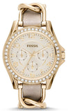 Buy Shop Fossil Riley White Dial Beige Leather Strap Watch for Women - ES3465 USA Online