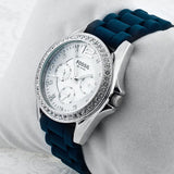 Buy Shop Fossil Riley White Dial Blue Leather Strap Watch for Women - ES3464 USA Online