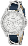Buy Shop Fossil Riley White Dial Blue Leather Strap Watch for Women - ES3464 USA Online