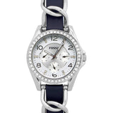 Buy Shop Fossil Riley White Dial Blue Leather Strap Watch for Women - ES3464 USA Online