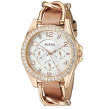 Buy Shop Fossil Riley White Dial Sand Leather Strap Watch for Women - ES3466 USA Online