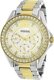 Buy Shop Fossil Riley White Dial Two Tone Steel Strap Watch for Women - ES3204 USA Online