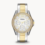 Buy Shop Fossil Riley White Dial Two Tone Steel Strap Watch for Women - ES3204 USA Online