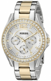 Buy Shop Fossil Riley White Dial Two Tone Steel Strap Watch for Women - ES3204 USA Online