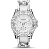 Buy Shop Fossil Riley White Dial White Leather Strap Watch for Women - ES3463 USA Online